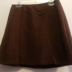 XOXO Brown Double Front Slit Mini Skirt